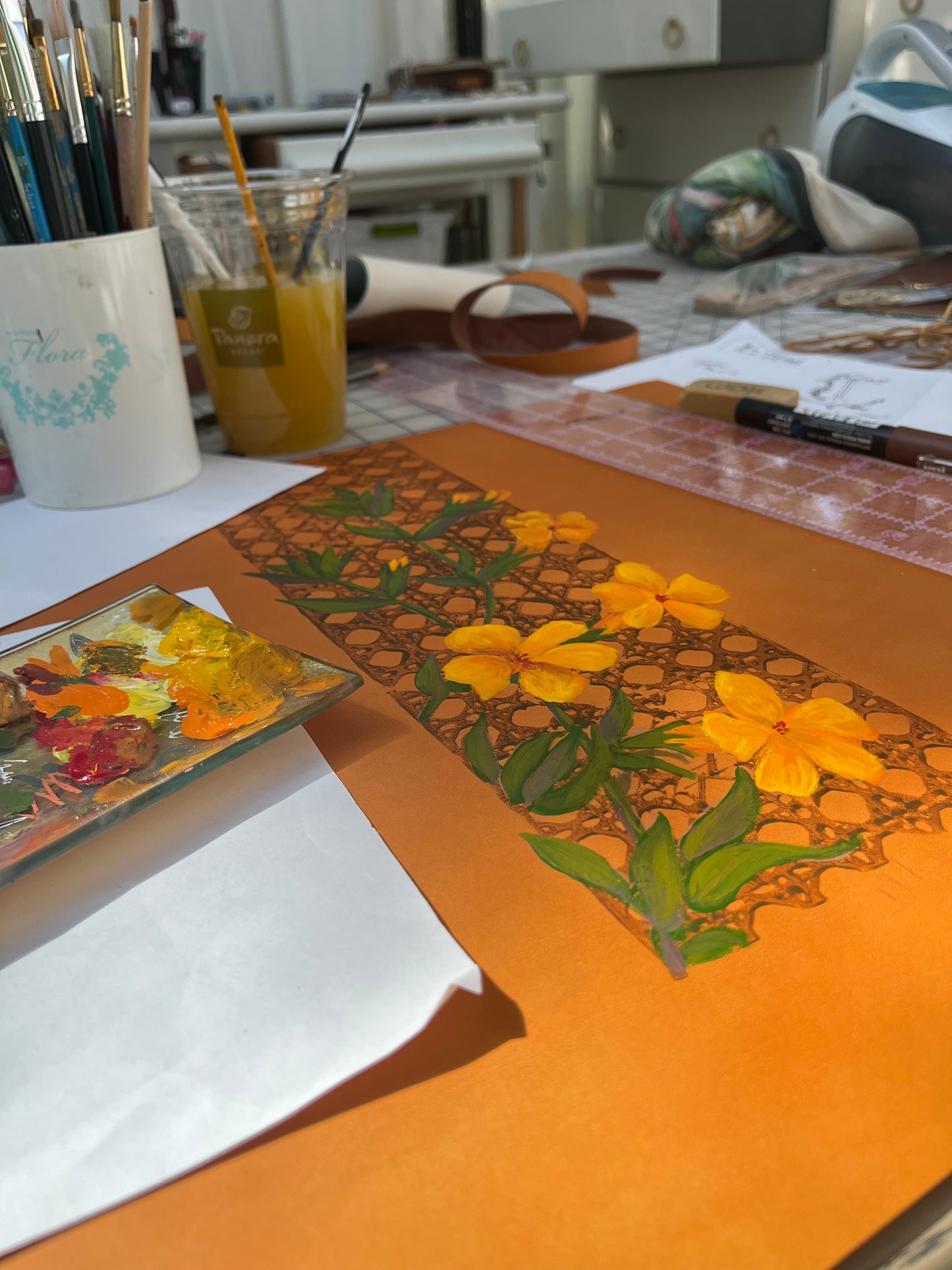 Painted Classic Tote in Pumpkin